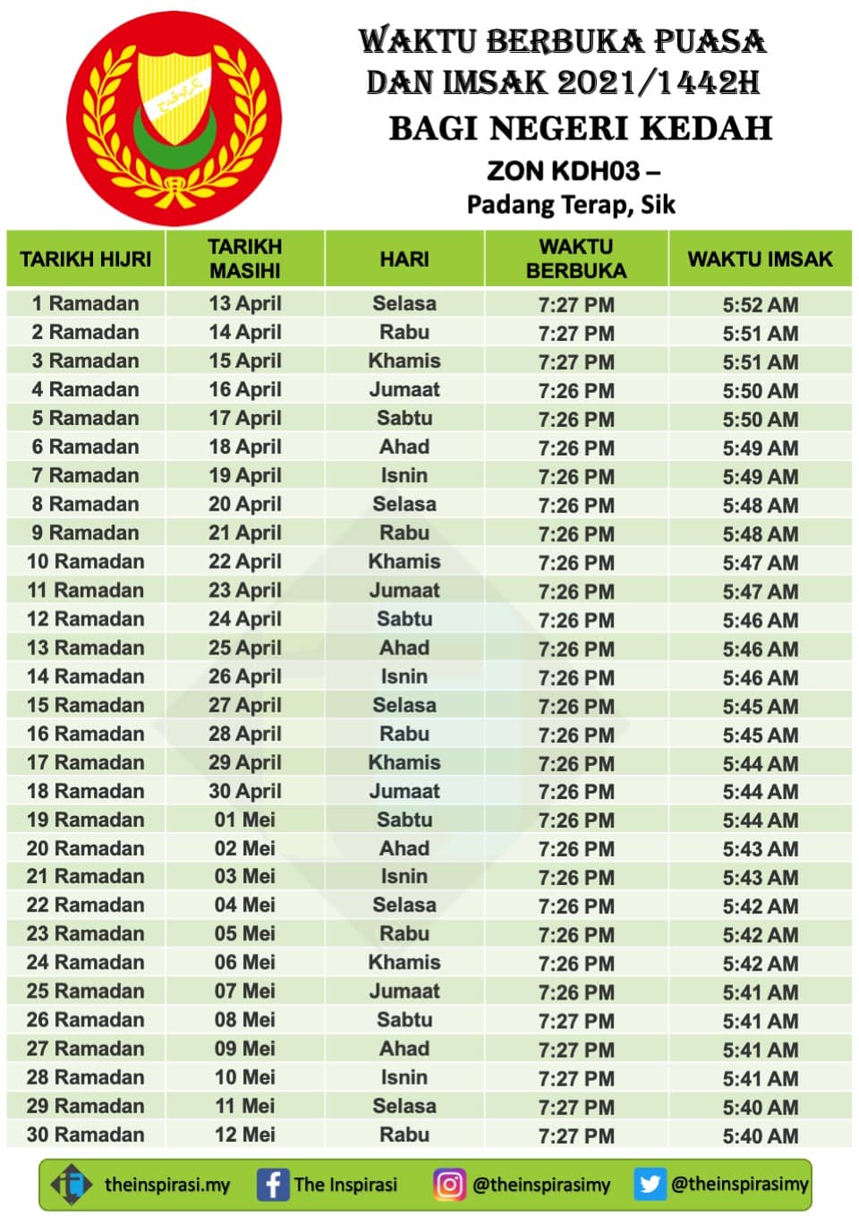 Selangor jadual 2021 solat waktu Waktu Solat